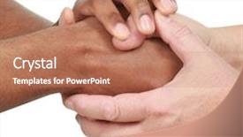  Presentation with black hand - PPT layouts enhanced with black and white hands background and a coral colored foreground