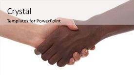  Presentation with black men - Presentation featuring white men shaking hand background and a lemonade colored foreground