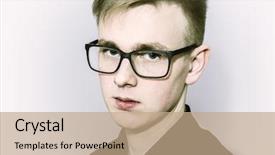  Presentation with black man - PPT theme with black and white monochrome low background and a coral colored foreground