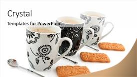  Presentation with cookies - Slide deck enhanced with black and white mugs with coffee and cookies background and a white colored foreground