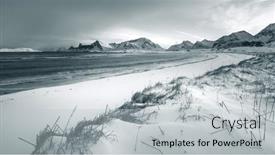 Presentation with black sea - Colorful presentation theme enhanced with black-and-white-northern-landscape backdrop and a light gray colored foreground