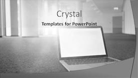  Presentation with new office - PPT layouts having black and white of laptop on the floor in new empty office background and a light gray colored foreground