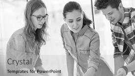  Presentation with black people - Theme having black and white photo of creative business people discussing over photograph in office background and a light gray colored foreground