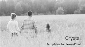  Presentation with black family - Amazing presentation theme having black and white photo of rear view of family walking amidst crops at farm backdrop and a light gray colored foreground