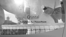  Presentation with black men - Theme with black and white photo of men shaking hands while standing at tennis court against clear sky background and a light gray colored foreground