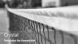  Presentation with net - PPT layouts consisting of black and white photo of tennis net at court background and a gray colored foreground