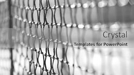  Presentation with net - Amazing slide deck having black and white photo of a close up of tennis net at court backdrop and a light gray colored foreground