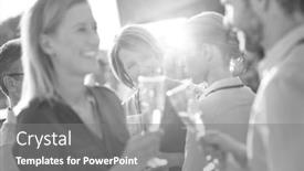  Presentation with toasting - Beautiful slides featuring black and white photo of business people toasting and drinking champagne in rooftop sucess party backdrop and a gray colored foreground