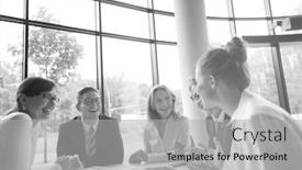  Presentation with bussiness - Audience pleasing theme consisting of white photo of bussiness backdrop and a light gray colored foreground