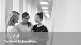  Presentation with black people - Audience pleasing slide deck consisting of black and white photo of busines people discussing over document in office hall backdrop and a gray colored foreground