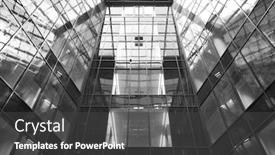  Presentation with new office - PPT theme featuring black and white photo of interior of new empty office background and a dark gray colored foreground