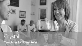  Presentation with black women - Theme having black and white photo of smiling women holding drinks while sitting at dining table background and a gray colored foreground