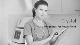  Presentation with black dental - Audience pleasing PPT layouts consisting of black and white photo of smiling doctor using digital tablet at dental clinic backdrop and a light gray colored foreground