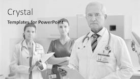  Presentation with black dental - Beautiful slides featuring black and white photo of confident medical team standing at dental clinic backdrop and a light gray colored foreground