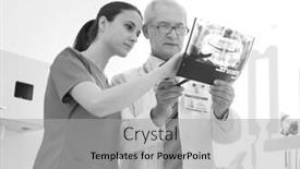  Presentation with black nurse - Amazing presentation theme having black and white photo of doctor examining medical x-ray with nurse at dental clinic backdrop and a light gray colored foreground