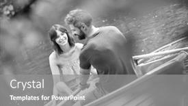  Presentation with boating - Amazing theme having black and white photo of happy mid adult couple boating in lake during summer backdrop and a gray colored foreground