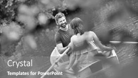 Presentation with boating - Theme with black and white photo of happy mid adult couple boating in lake during summer background and a gray colored foreground