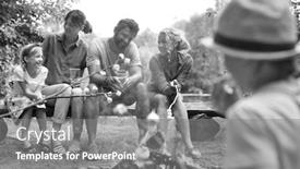  Presentation with black family - PPT theme having black and white photo background and a gray colored foreground