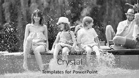  Presentation with black family - Colorful slide set enhanced with black and white photo of mother playing water with kids in lake while sitting on pier against family at lakeshore during summer backdrop and a light gray colored foreground