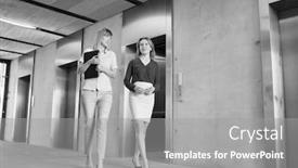  Presentation with elevator - Colorful presentation design enhanced with black-and-white-photo backdrop and a gray colored foreground