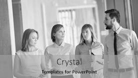  Presentation with black people - Amazing presentation theme having black and white photo of business people walking while discussing plans before meeting in office corridor backdrop and a light gray colored foreground