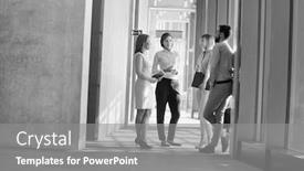  Presentation with black people - Presentation with black and white photo of business people discussing plans before meeting in office hall background and a gray colored foreground