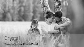  Presentation with black white tree - Colorful presentation theme enhanced with black and white photo of lovely family sitting under the tree while having picnic backdrop and a light gray colored foreground