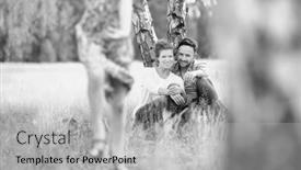  Presentation with black girl - PPT theme with black and white photo of little girl running and playing in the woods background and a light gray colored foreground