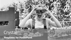  Presentation with black female - Presentation design consisting of black-and-white-photo background and a gray colored foreground