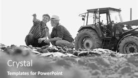  Presentation with black - PPT theme with photo of farmers discussing plan background and a gray colored foreground