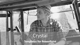  Presentation with tractor - Amazing presentation having black and white photo of mature farmer driving tractor in field backdrop and a gray colored foreground