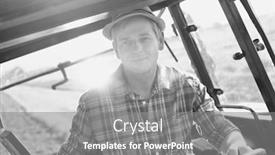  Presentation with tractor - Presentation theme featuring black and white photo of mature farmer driving tractor in field background and a gray colored foreground