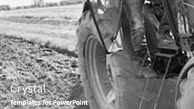  Presentation with tractor - Amazing presentation theme having black and white photo of mature farmer standing in tractor at field backdrop and a gray colored foreground