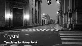  Presentation with black road - PPT theme enhanced with black-and-white-photo background and a dark gray colored foreground
