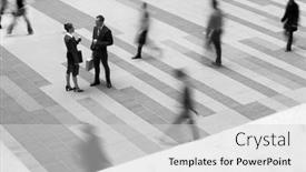  Presentation with two people talking - Presentation theme with black-and-white-photo background and a light gray colored foreground