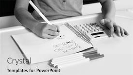  Presentation with black child - Beautiful theme featuring black-and-white-photo backdrop and a light gray colored foreground