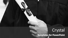  Presentation with diploma - Cool new PPT layouts with black-and-white-photo backdrop and a dark gray colored foreground
