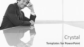  Presentation with conference table - Presentation theme consisting of black-and-white-photo background and a white colored foreground