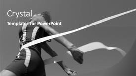  Presentation with athlete - PPT theme consisting of black-and-white-photo background and a gray colored foreground
