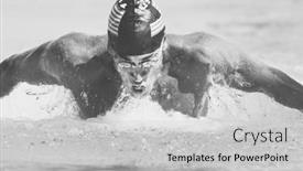  Presentation with swimmer - Audience pleasing slide set consisting of black-and-white-photo backdrop and a light gray colored foreground