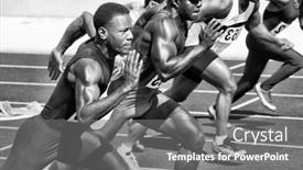  Presentation with athletes - Slide set enhanced with black-and-white-photo background and a gray colored foreground