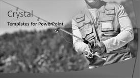  Presentation with fisherman - Colorful slide set enhanced with black-and-white-photo backdrop and a light gray colored foreground