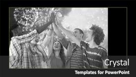  Presentation with black women support group - PPT theme having black-and-white-photo background and a dark gray colored foreground