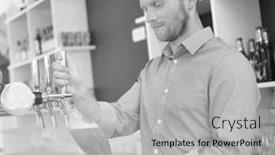  Presentation with photograph - Slide deck enhanced with white photograph of barman pouring background and a light gray colored foreground