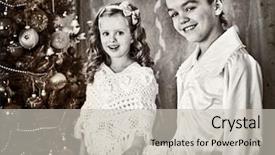  Presentation with black white tree - PPT theme consisting of black and white picture children background and a light gray colored foreground