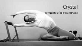  Presentation with woman sport - Beautiful theme featuring black and white pilates woman backdrop and a light gray colored foreground