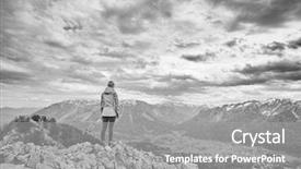  Presentation with mountain hiking - Colorful PPT theme enhanced with ascent - black and white portrait backdrop and a gray colored foreground