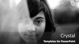  Presentation with black women and teen girls - Beautiful PPT theme featuring black-and-white-portrait backdrop and a dark gray colored foreground