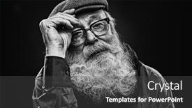  Presentation with wisdom - Presentation theme with black-and-white-portrait background and a dark gray colored foreground