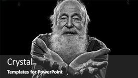  Presentation with old man - Beautiful slide set featuring black-and-white-portrait backdrop and a dark gray colored foreground